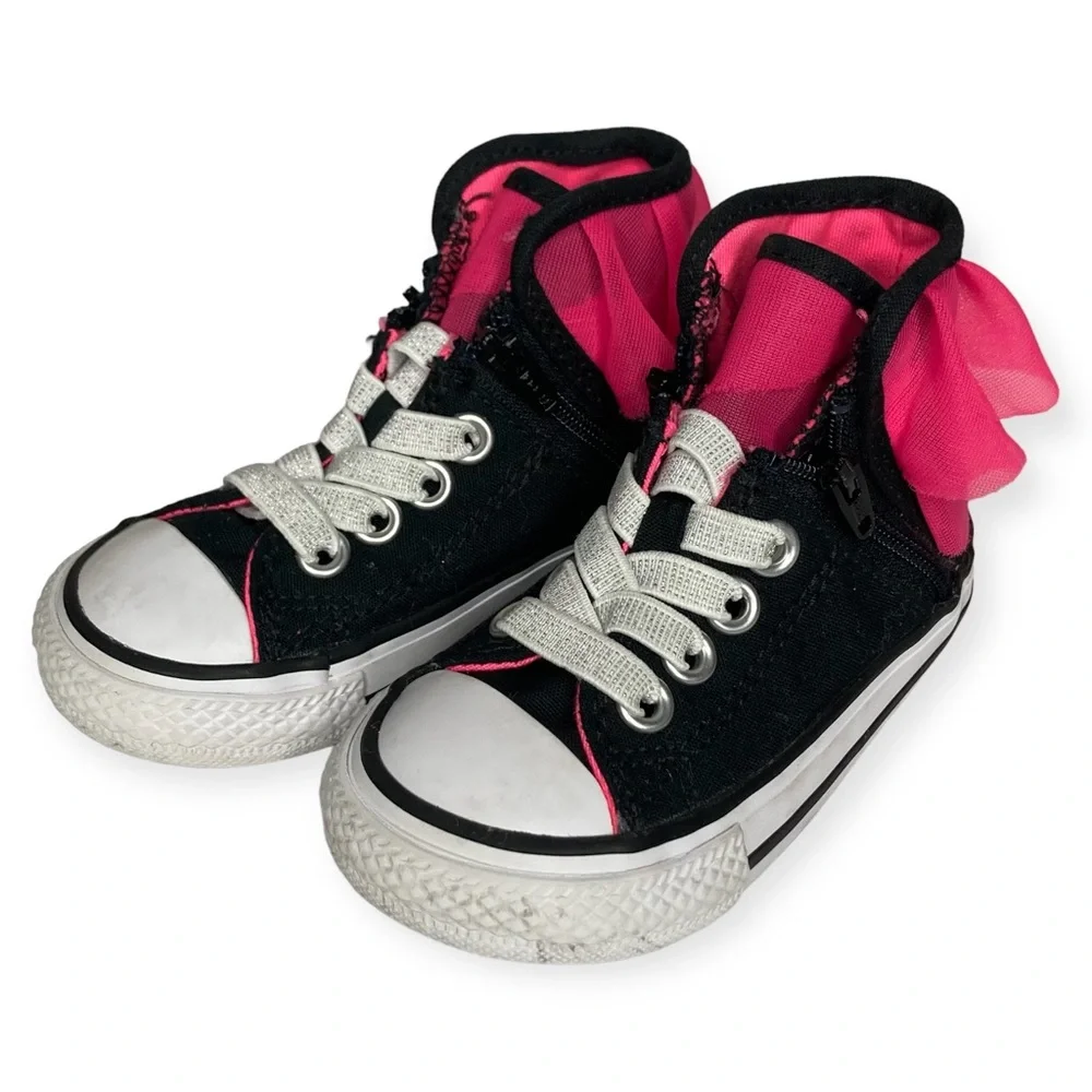 Converse All Stars Size 5 Block Party Tule Frill Chuck Taylor Zip Hi Top Shoes